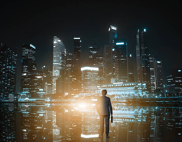 Businessman looking at Singapore