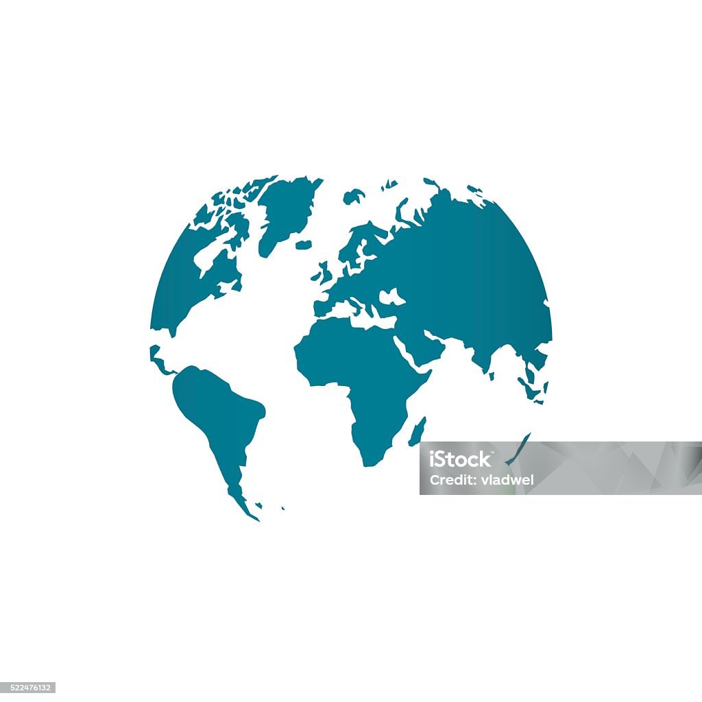 Mapa do mundo globo azul, Isolado no branco, Ilustração vetorial - Vetor de Mapa-múndi royalty-free