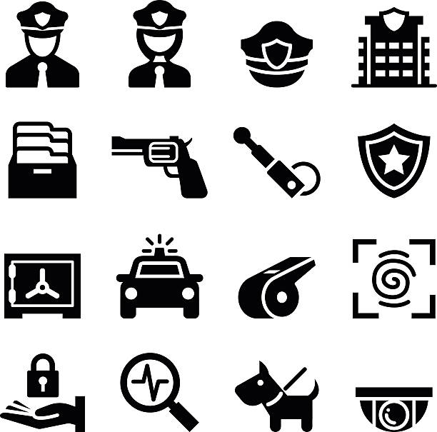 полиция &  охранник значок - полицей�ский участок иллюстрации stock illustrations