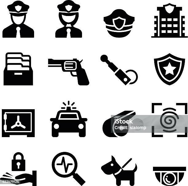 Police Security Guard Icon Stock Illustration - Download Image Now - Police Force, Icon, Hat