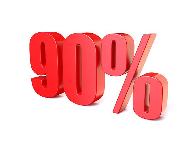 istock Red percentage sign 90. 3D 522482536