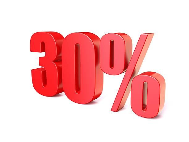 istock Red percentage sign 30. 3D 522482740