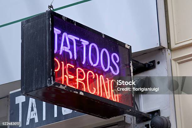 Tattoos And Piercing Neon Sign Light Box Stock Photo - Download Image Now -  Close-up, Fluorescent Light, Horizontal - iStock