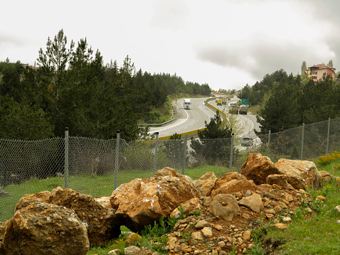 highway passing toros mountains at tekir village of mersin turkey