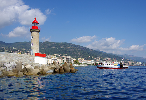 The entrance to the old port of Bastia Corsica is. Shot from a boat. September 2014 geodata 42 ° 41.37.15 \