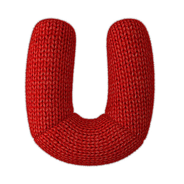 Letter U Made of Wool Knit Isolated on White Background