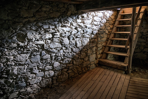 A wide view within a steel bridge girder.