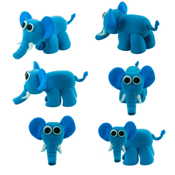 istock set of blue elephant made from plasticine 522488407