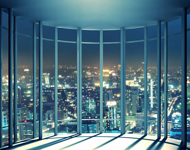 istock Night view of buildings from high rise window 522489613