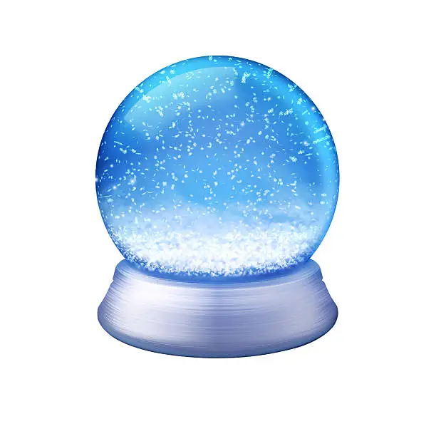 Realistic illustration of an empty snowglobe on white background with path