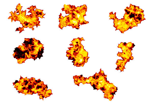 istock Flames of different shapes on a white background 522507899