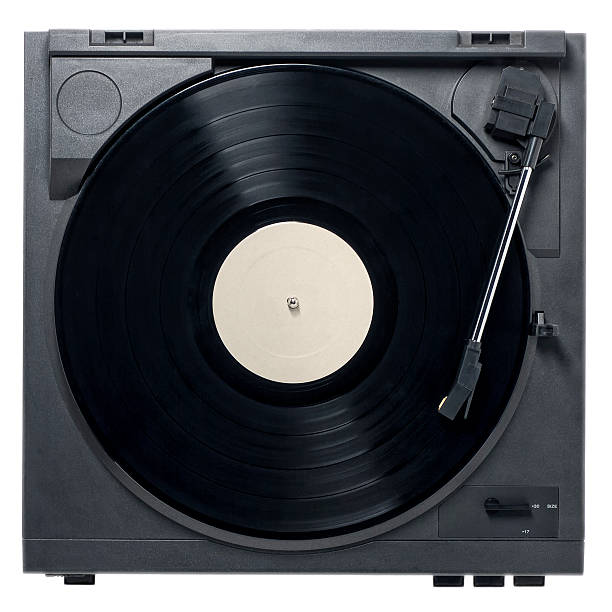 istock Black Vintage Record Player with Vinyl Record and Label for Copy 522508139