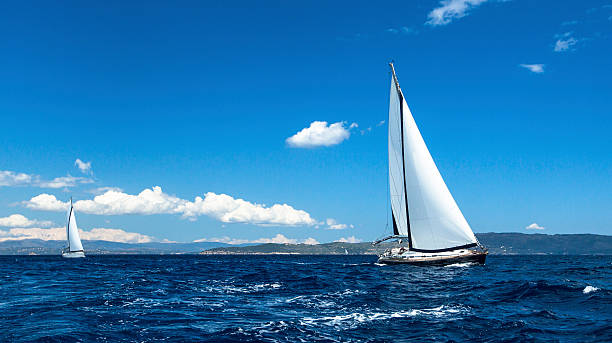 istock Sailing on a calm sea. Boat race. Luxury yachts. 522508667