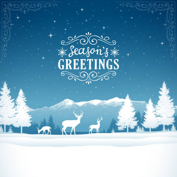 winter-hintergrund - christmas christmas tree snowing blue stock-grafiken, -clipart, -cartoons und -symbole