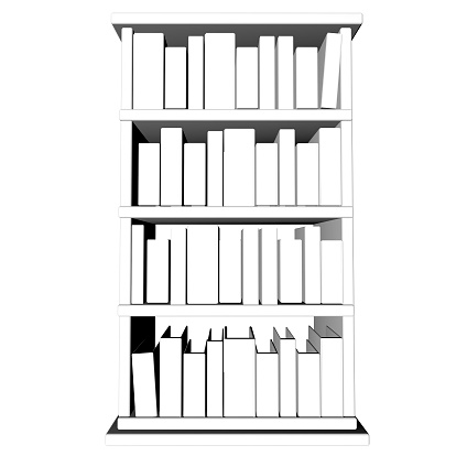 White library isolated over white, 3d render