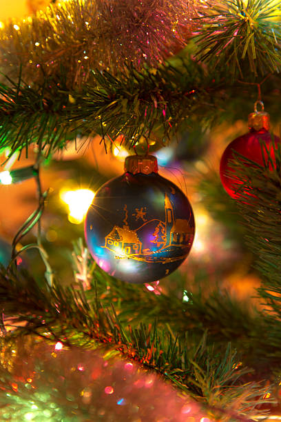 istock Beautiful blue glass ball on Christmas Tree 522513741