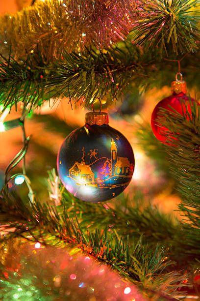 istock Beautiful blue glass ball on Christmas Tree 522513789