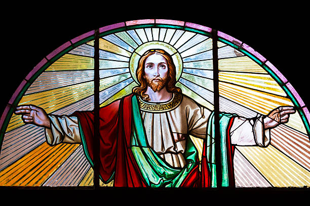 jesus cristo, a igreja de janela de vidro manchado - stained glass jesus christ glass church imagens e fotografias de stock