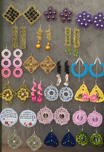 istock Handmade earrings  made of wool and plastic 522520353