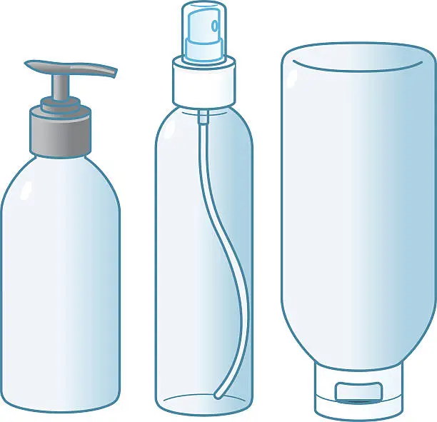 Vector illustration of Pump, squeeze  and spray containers