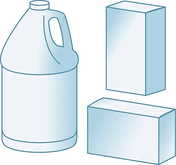 Vector illustration of Gallon container + boxes