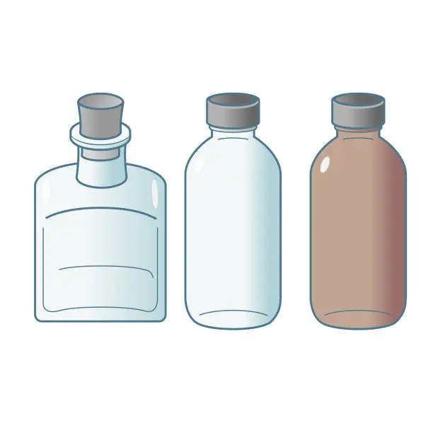 Vector illustration of Cork Square and Boston Bottles