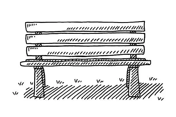 Vector illustration of Park Bench Drawing