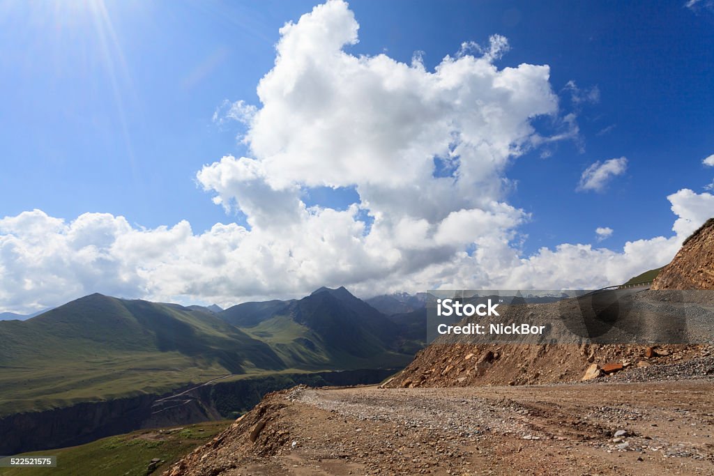 building roads in the mountains building roads in the mountains, Caucasus, Russia Agricultural Field Stock Photo