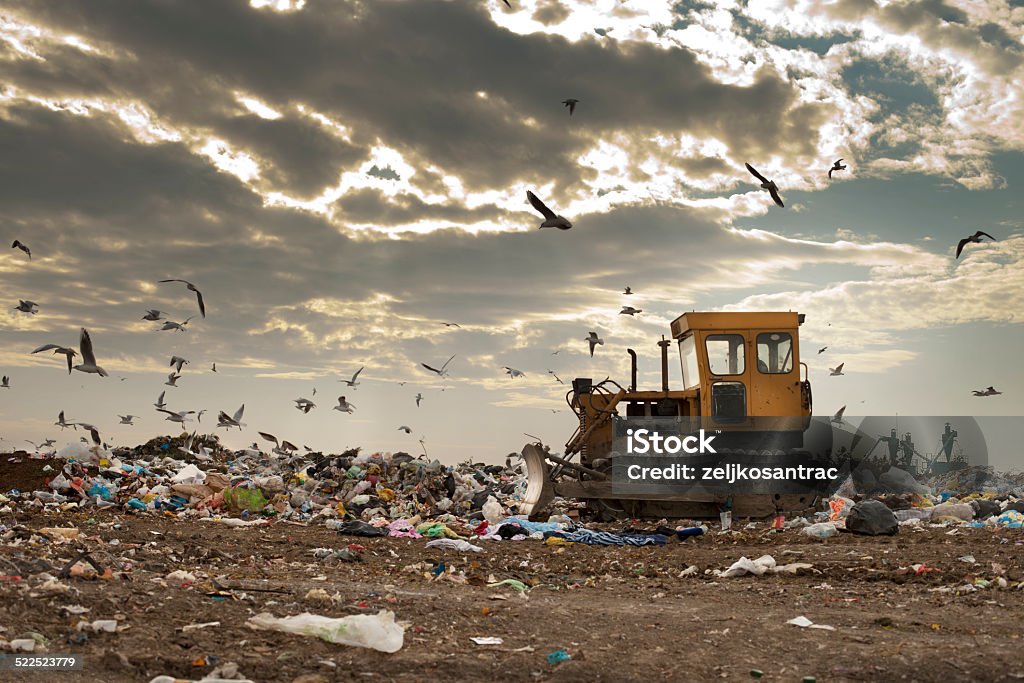 Landfill garbage waste dumped in the rubbish dump site Landfill Stock Photo