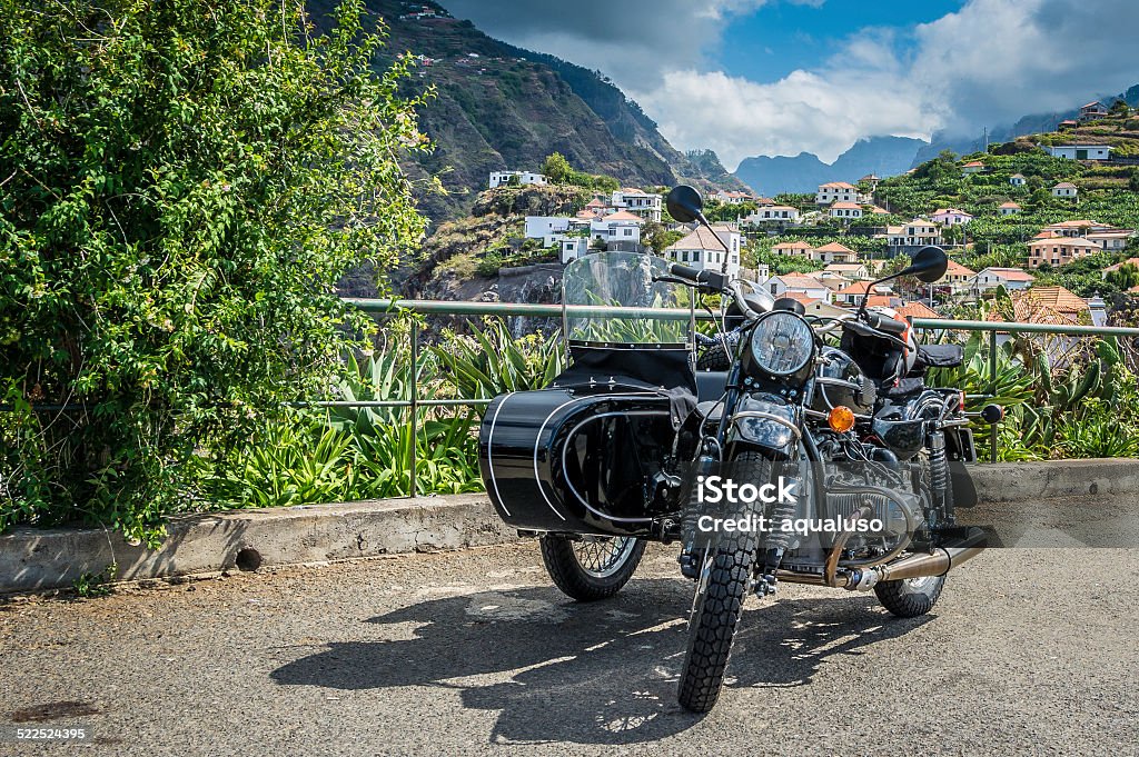 Motorcycle with sidecar Motorbike with sidecar on Madeira island Motorcycle Stock Photo