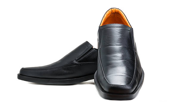 istock Black glossy man shoe isolated 522524727