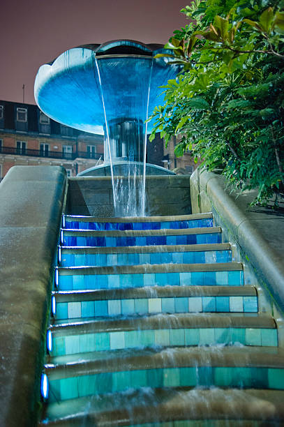 Fountain, Sheffield City Centre UK at night stock photo