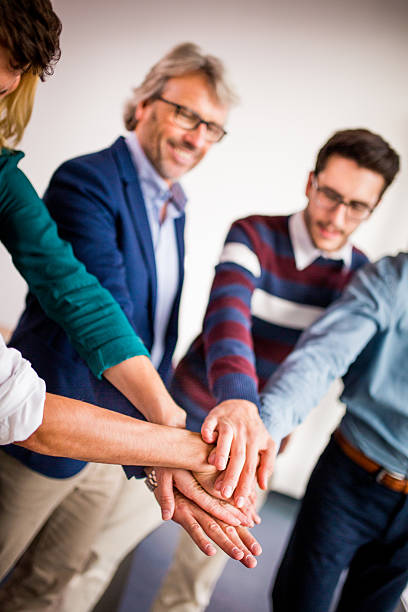 istock Office Coworkers Participate In Team Building 522526561