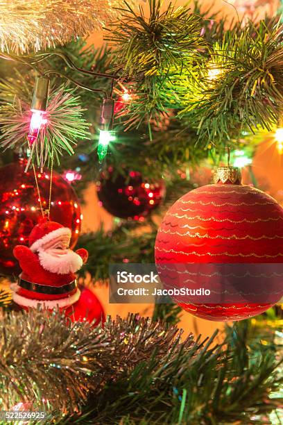 Beautiful Red Glass Ball On Christmas Tree Stock Photo - Download Image Now - Adult, Animal, Antique