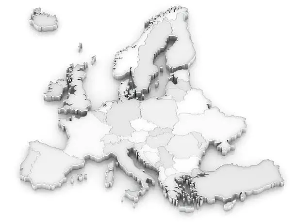 Photo of Europe map light gray 3d on white