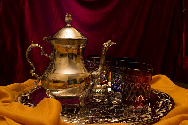 istock Moroccan Teapot and glasses with vinous Background 522528294