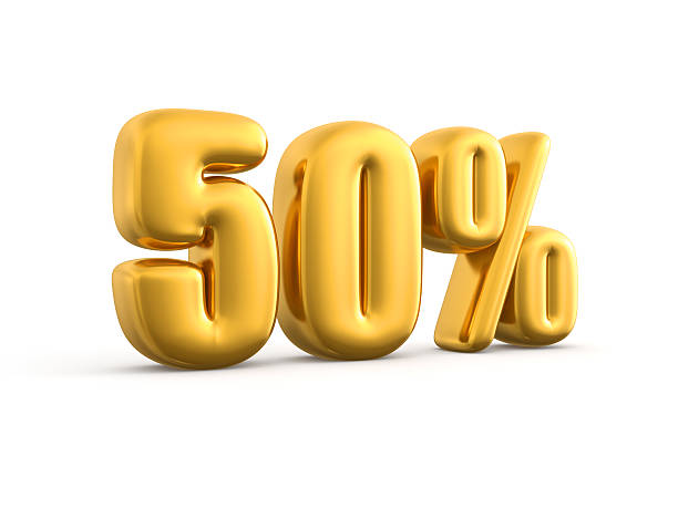 istock 50 Percent gold, 3d render illustration. 522528352