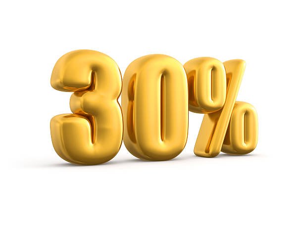 istock 30 Percent gold, 3d render illustration. 522528412