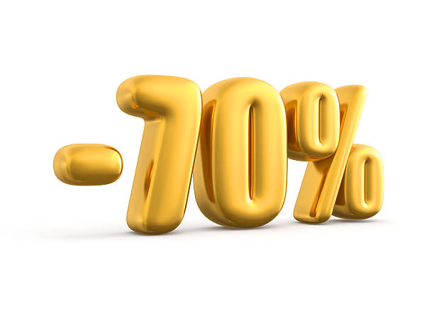 istock 70 Percent discount gold, 3d render illustration. 522528582
