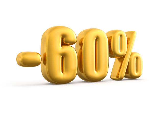istock 60 Percent discount gold, 3d render illustration. 522528620