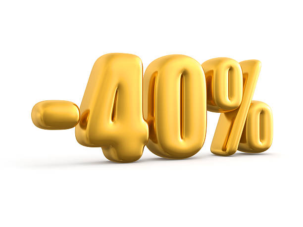 istock 40 Percent discount gold, 3d render illustration. 522528686
