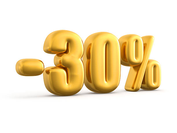 istock 30 Percent discount gold, 3d render illustration. 522528718