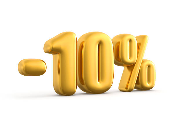 istock 10 Percent discount gold, 3d render illustration. 522528850