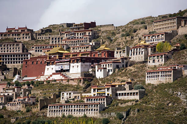 Little potala or tibetan monastery in Shangrila old town of Zhongdian , Yunnan , China - Ancient architecture building famous landmark of tibet travel
