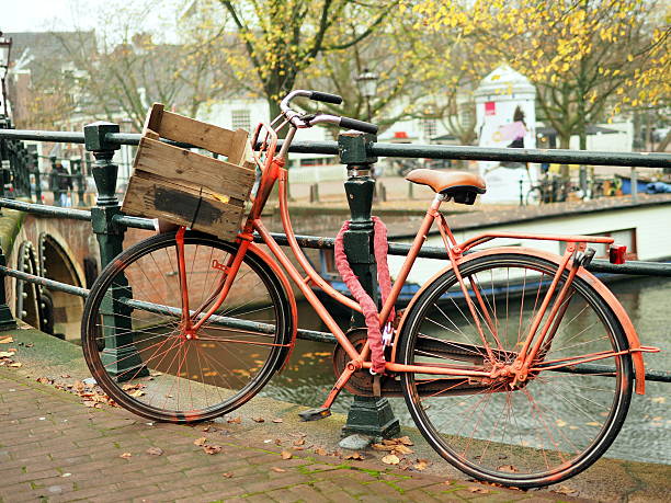 istock Vintage Red Bicycle in Amsterdam 522537326