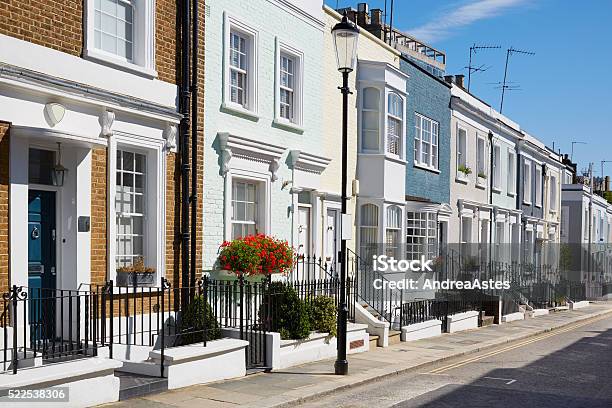 Colorful English Houses Facades In London Stock Photo - Download Image Now - London - England, House, Street