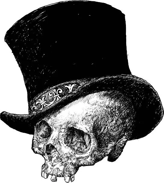 Vector illustration of Top Hat Skull Vector Illustration