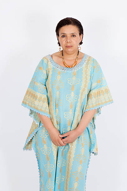 beautiful woman doing different expressions in different sets of clothes - boubou stockfoto's en -beelden