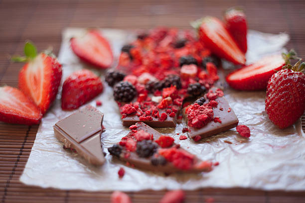 istock Handmade chocolate with fresh and dried berries, raspberries, strawberries, black 522542590