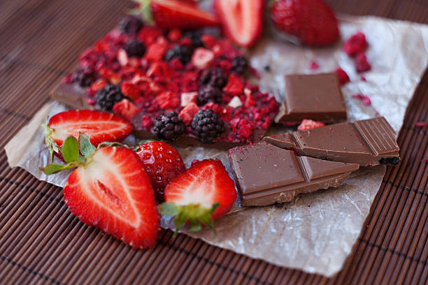 istock Handmade chocolate with fresh and dried berries, raspberries, strawberries, black 522542844